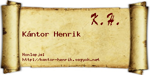 Kántor Henrik névjegykártya